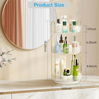 360 Rotating Makeup Organizer, 3 Tier Large Capacity Lazy Susan Bathroom Counter Organizer, Skincare Organizers, Spinning Perfume Organizer & Vanity Organizer Countertop (Golden Clear, 3 Tier) - Image 3