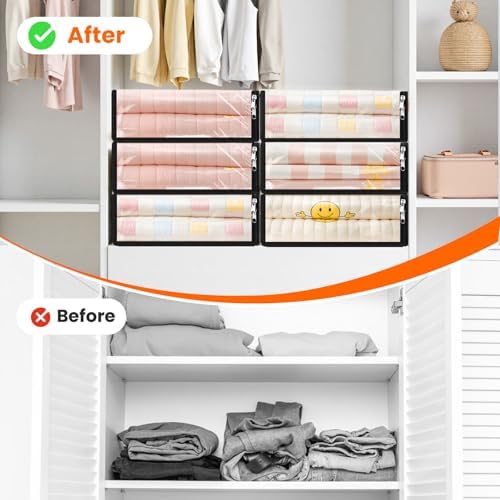 SpaceWhisper Clear Sheet Storage Bags, 6 Pack, 15.7 x 13.8 x 3.9 in | Sheet organizers and storage, zippered closure, thick plastic, reinforced handles, clothes, blankets, under-bed storage - Image 5