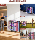 3 Tiers Dumbbells Yoga Mat Storage Rack with Elastic Straps for Kettlebells Foam Roller Resistance Bands Balls, Workout Equipment Organizer Weight Storage Holder with Hooks for Home Gym - Image 3