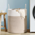 Nunsino Laundry Hamper 62L,Large Laundry Basket for Clothes,Decorative Storage Basket for Blankets,Cotton Rope Woven basket for bedroom,Brown White by Nunsino