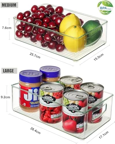 Heyuzb Set of 8 Clear Fridge Organizer Bins, Stackable Refrigerator Organizers and Storage for Fridge, Freezer, Pantry, BPA Free - Image 6