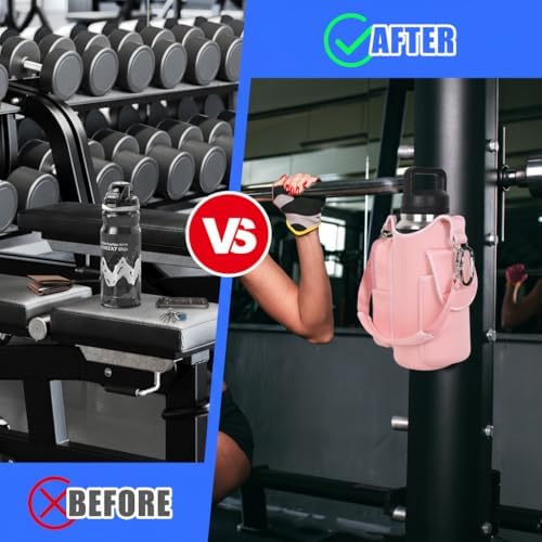 icolor Magnetic Gym Bag Water Bottle Carrier Holder with Phone Pockets & Shoulder Strap,Gym Magnetic Bag 5 Built-in Magnets Gym Accessories Organizer Sling Bottle Bag Pouch Sleeve - Image 6