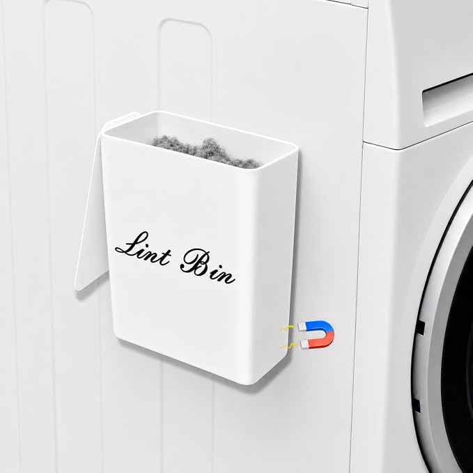 Artilife Magnetic Dryer Lint Bin with Lid, 6 x 5 in White ABS Plastic by Unknown