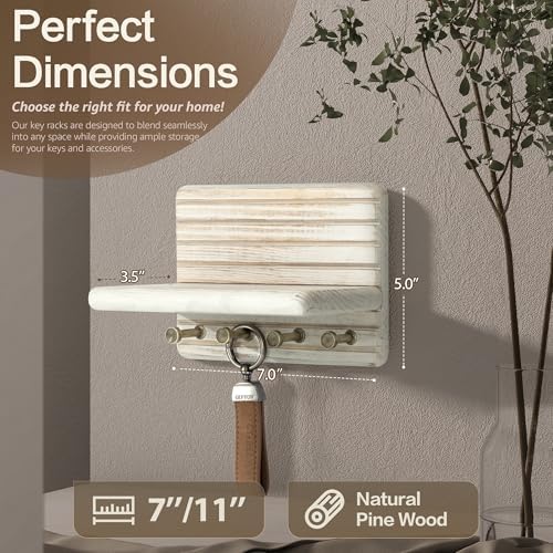 Rebee Vision Key Holder Wall Mount for Home Decor, Distressed White - Image 5