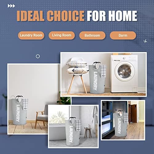 Caroeas 90L Laundry Basket (13 Colors), Waterproof Laundry Hamper, Laundry Bag with Padded Handles, Clothes Hamper, Collapsible Laundry Basket Easy Storage - Image 6