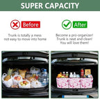 Trunk Organizer Collapsible Car Organizer with Handle Car Storage Box Bin for Groceries SUV Utility Tote Bag Portable Vehicle Container Pink Terrazzo - Image 4