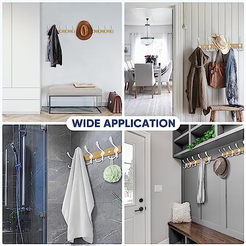 TICONN Wall Mounted Coat Rack, Five Heavy Duty Tri Hooks All Metal Construction for Jacket Coat Hat in Mudroom Entryway (Wood White, 2-Pack) - Image 6