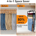 4 Tier Velvet Pant Hangers, 2 Pack Non Slip Multi Layer Closet Organizers | Space Saving Black Storage Hangers For Jeans, Leggings, Scarves,Skirts, Ideal For Dorm Rooms, Apartments, RVs Or Small Closet - Image 2