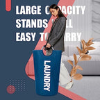 Caroeas 100L Laundry Basket,Large Laundry Hamper, Laundry Bag with Padded Handles, Clothes Hamper Stands Up Well, Collapsible Free Standing Easy Storage Washing Bin (Navy Blue,100L) - Image 2