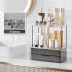 Delamu 4-Tier Makeup Organizer, Bathroom Counter Storage, 2 Drawers,Black - Image 6