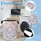Groovy Mandala Laundry Basket Collapsible Laundry Hamper with Handle, Oxford Clothes Storage Bin for Bathroom Bedroom Room Decor, Gift Basket 16" X 20.8" - Image 3