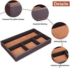 GORESE Faux Leather Valet Tray for Men, Stackable Jewelry Organizer for Drawers Inserts, Nightstand Caddy Tray for Key, Wallet, Sunglass, Watch, Coin, Phone, Bedside Desktop Storage Brown - Image 4