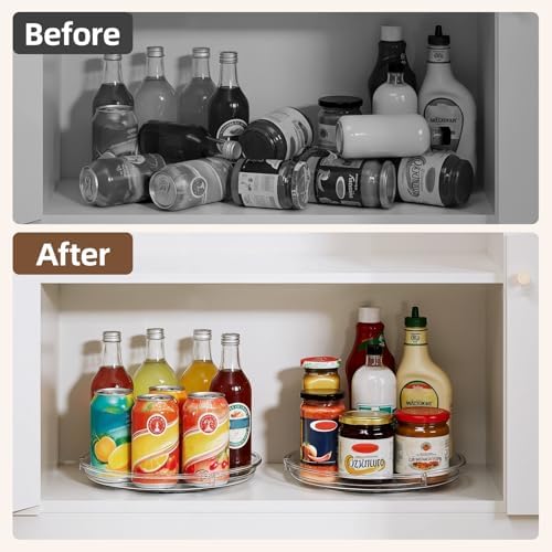 LAMU 4 Pack Lazy Susan Organizer, 9'' Clear Lazy Susan Turntable for Cabinet, Fridge, Kitchen, Pantry, Countertop, Table Top, Refrigerator Organizers and Storage, Seasoning and Spice Organizer - Image 6