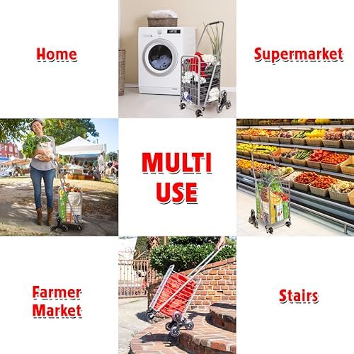 dbest Products Stair Climber Cruiser Cart Sport, Foldable Grocery Cart on Wheels,Multi-Use Collapsible Folding Laundry Basket with Wheels - Image 6