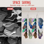 Hat Organizer for Closet: Collapsible Caps Rack with 10 Large Hooks - Image 3