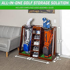 GoSports Premium Wooden Golf Bag Organizer and Storage Rack - Black, White or Brown Finish - Holds 2 Golf Bags - Image 5