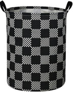 ESSME Boys Laundry Hamper,Kids Hamper Collapsible Canvas Waterproof Storage Bin for Boy, Nursery Hamper,Gift Baskets,toy bins(Black grid) by ESSME