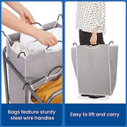 STORAGE MANIAC Laundry Sorter 2 Section, 90 L Gal Laundry Hamper with Wheels, Clothes Basket Separator Sorter, 2 Bag Rolling Cart and Removable Bags for Closet, Dorm, Collage, Grey - Image 5