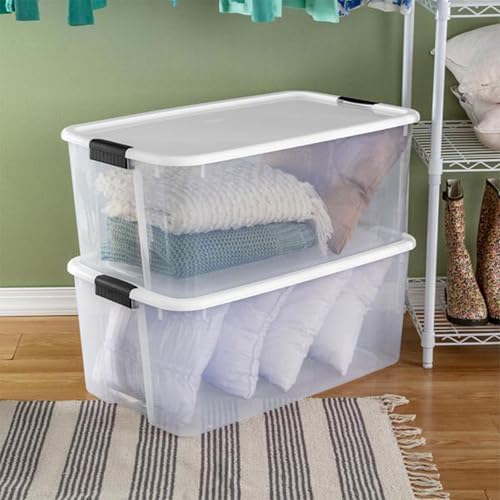 Sterilite 16-Pack Ultra Latching Box, Storage Bins with Lids, Clear Plastic, 116 Quart - Heavy-Duty Organizing Containers for Closet, Bathroom, and Office - Image 4