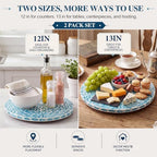 Domensi 2 Pack Mother of Pearl Lazy Susan Turntable Organizer,Blue Petals - Image 2