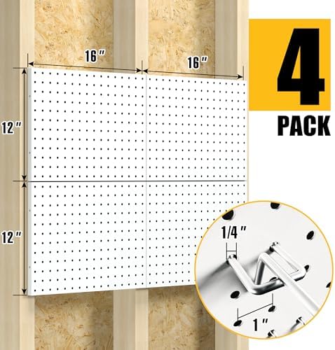 Spampur Peg Board, 4 Pack Metal Pegboard Panels with 50 Hooks - Image 3