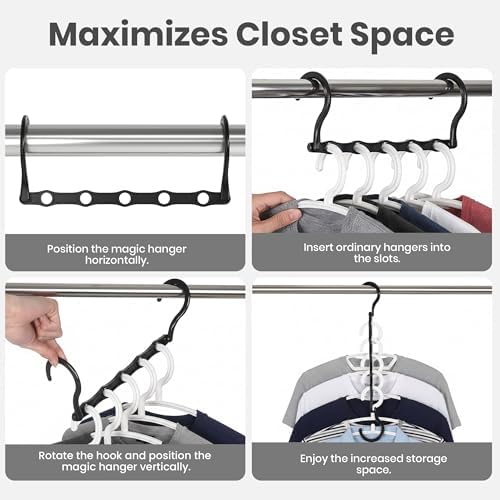 Utopia Home Space Saving Hangers 10 Pack – Magic Hanger Collapsible Black | ABS plastic | Closet organizer | Storage saving hanger I Dorm & small space friendly | Compact storage - Image 5