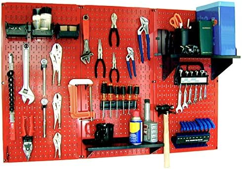 Wall Control 30-WRK-400RB Standard Workbench Metal Pegboard Tool Organizer,Red/Black by Wall+Control