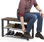 Simple Houseware Wooden Top Shoe Rack Bench for Entryway, Rustic Brown - Image 4