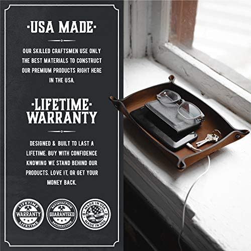 Main Street Forge Leather Valet Tray for Men – Rustic EDC Organizer for Keys, Phone & Wallet – Made in USA - Rustic Montana - Image 4