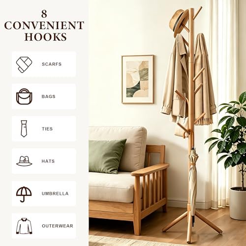 Wooden Coat Rack Freestanding - Image 3