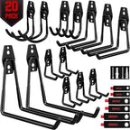 20 Pack Heavy Duty Garage Storage Hooks with Extension Cord Organizer, Solid Steel Wall Mount Hook Set with Anti-Slip Coating Utility J Hooks for Ladders,Bikes,Ropes,Broom,Garden,Yard and Power Tools by SEDY