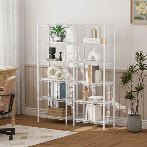 SINGAYE 6 Metal Shelves Wire Shelving Storage Shelf Adjustable Unit Pantry - Image 2