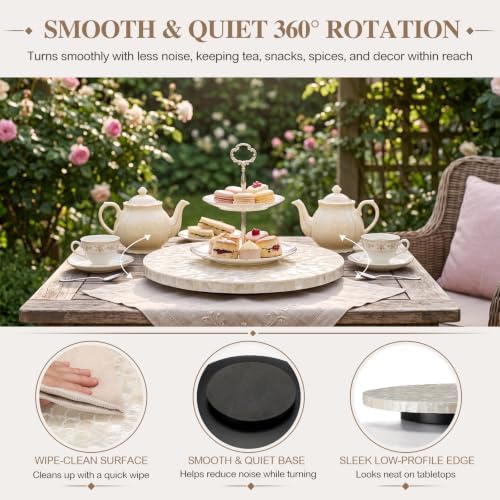 Domensi 2 Pack Mother of Pearl Lazy Susan Turntable Organizer,White Shell - Image 5