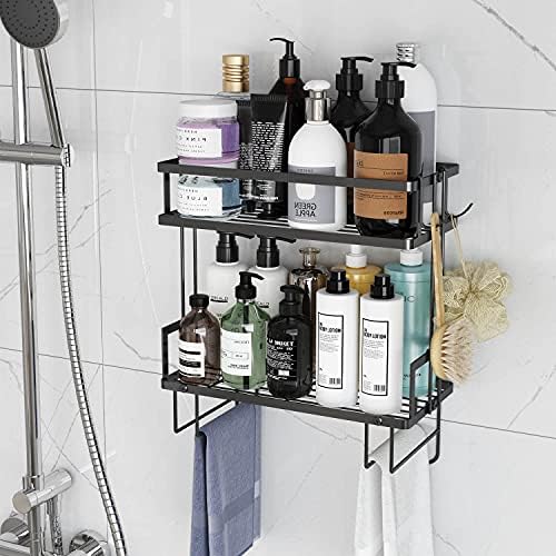 Godboat 2-Tier Over Toilet Storage Shelf, Wall-Mount with 2 Hook/Paper Rack - Image 6