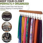 4-Pack Pants Hangers with Clips – 10 Clips Each, Space Saving Closet Organizer Hanger for Leggings, Jeans, Hats, Shorts, Belts, Scarves – Closet Organizer (4, Brown) - Image 5