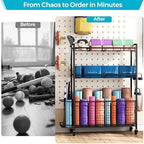 Sports Equipment Storage Rack with Wheels, 3-Tier Ball Organizer - Image 7