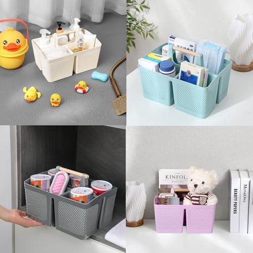 rejomiik Portable Shower Caddy Basket Plastic Cleaning Caddy Organizer Storage Tote with Handle for Bathroom, College, Dorm Room Essentials, Gray - Image 4