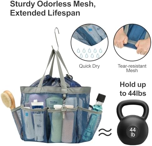 Mesh Shower Caddy Portable with Drawstring - 2-Handle Shower Bag for Dorm - Image 4