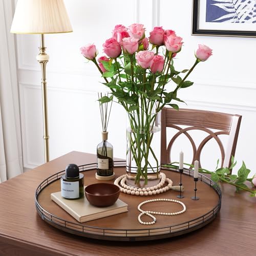 AMH 24-Inch Extra Large Farmhouse Oak Lazy Susan Organizer, Walnut Finish - Image 3