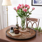 AMH 24-Inch Extra Large Farmhouse Oak Lazy Susan Organizer, Walnut Finish - Image 3