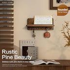 Rebee Vision Pine Wood Key Holder Wall Mount with Shelf for Entryway, Brown - Image 5
