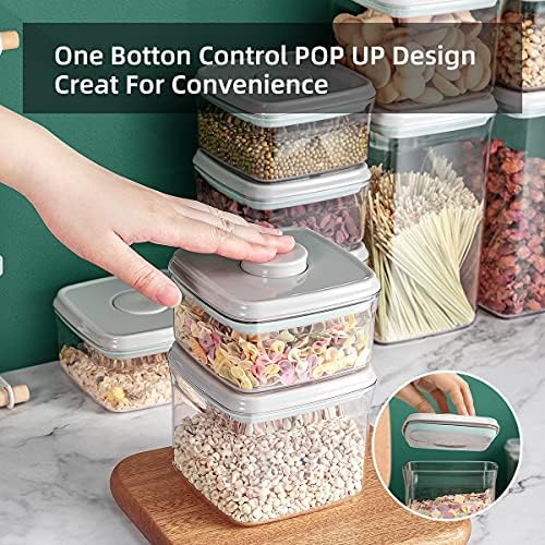 Ankou Food Airtight Containers (1500ml) 1.5 Qt Pop Up Food Formula Container With Lids, Bpa-Free One Button Open Stackable Container for Coffee Tea Brown Sugar Cereals - 8 Labels - Clear - Image 2