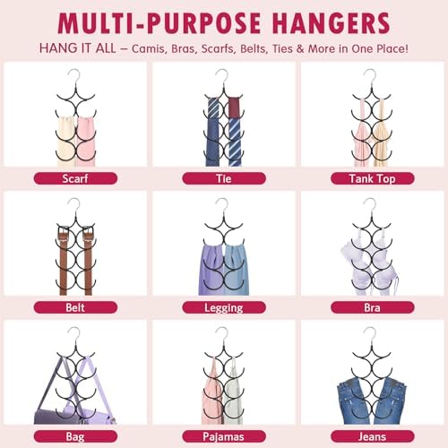 DOIOWN Tank Top Hanger,4 Pack Space Saving Hangers Bra Camisole Hanger,Small Closet Organizers and Storage for Dorm & Apartment Holds Camisoles,Bras,Scarfs,Ties,Belts - Image 4