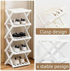 Vertical Narrow Shoe Rack White, 7 Tier Portable Folding Shoe Storage Rack, Without Installation Free Standing Shoe Rack for Corridors, Bedrooms Living Room Corner and Small Spaces - Image 6