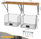 ThreeHio 2 Pack Garage Shelves Wall Mounted with Wire Storage baskets, Heavy Duty Garage Wall Shelving with Hooks, Wooden floating shelves Tool Organizer for Home Garden Garage Organizers and Storage - Image 3