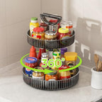 Lazy Susan Organizer – 2 Tier Rotating Spice Rack Turntable, 11.4" Plastic Spinning Organizer for Kitchen Cabinet Pantry Countertop Cupboard Bathroom Storage - Image 2