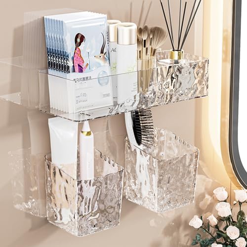 Lae Nuvole Adhesive Shower Caddy, Wall Mount Bathroom Organizer, Clear - Image 5