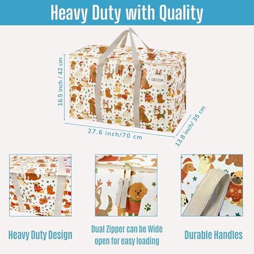 VENO 4 Pack Heavy Duty Moving Bags, Extra Large Storage Bags with Reinforced Handles & Strong Zippers, Foldable & Reusable Moving Box Alternative for Clothes & Dorm Storage - Image 3