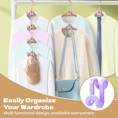 Mlici 60 Pcs Space Saving Hanger Connect Hooks for Closet Organizer, Purple - Image 5