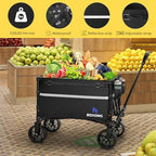 ROSONG Collapsible Wagon Cart with Wheels Foldable - Folding Utility Heavy Duty Wagons Carts for Grocery Sports Garden Shopping Camping Wheelbarrows (Black, 120L) - Image 3